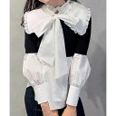 エイミーイストワール eimy istoire フリルカラーシャツセットショートニットプルオーバー (BLACK)