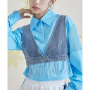 ミエット miette ビジューフリンジデニムビスチェ (ブルー)
