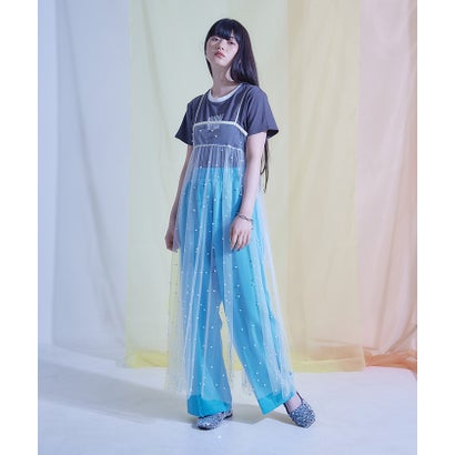 ミエット miette 前後2wayパール付きチュールワンピース (オフホワイト) ミエット miette 前後2wayパール付きチュールワンピース (オフホワイト)