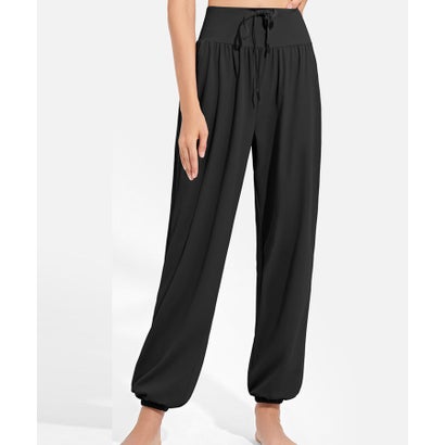 テディショップ Teddyshop レディース 幅広ハイウエストフィットネスジョガーパンツ （ブラック）