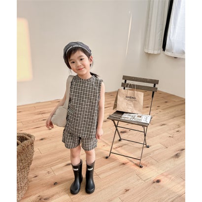 アイモハ aimoha 【aimohaーKIDSー】韓国子供服 チェック柄セットアップ （グレー）