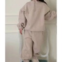 アイモハ aimoha 【aimohaーKIDSー】韓国子供服 カジュアル裏起毛スウェット上下セット (ベージュ)