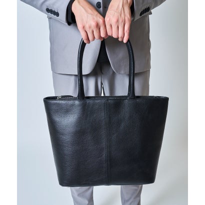 テットオム TETE HOMME あおりポケット付きレザートートバッグ （ブラック系1）