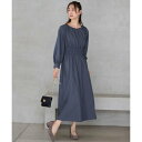 any SiS 【洗える】シャーリングディテール ワンピース (ダルブルー)