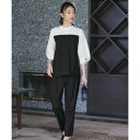 ルイルエブティック RUIRUE BOUTIQUE ドッキングストライプトップス&テーパードパンツ (ブラック×ホワイト)(4)