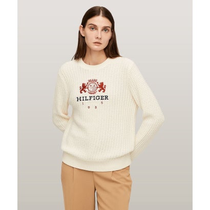トミー ヒルフィガー TOMMY HILFIGER バーシティクレストクルーネックセーター （オフホワイト）