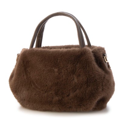 ベスジョーヤ VESGIOIA フェイクファーラウンドミニトートBAG （コーヒー）