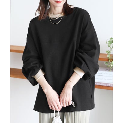 レカ reca ビッグシルエット配色リブプルオーバー(R22214ーk) （BLACK×BEIGE）