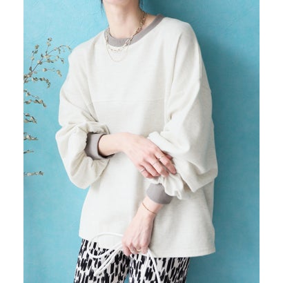 レカ reca ビッグシルエット配色リブプルオーバー(R22214ーk) （OATMEAL×GRAY）