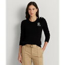 ローレン ラルフ ローレン LAUREN RALPH LAUREN ボタントリム ケーブルニット コットン セーター (001ブラック)(4)