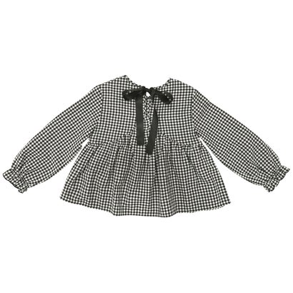 コドモフク ビー 子供服Bee バックリボントップス （ブラックチェック）