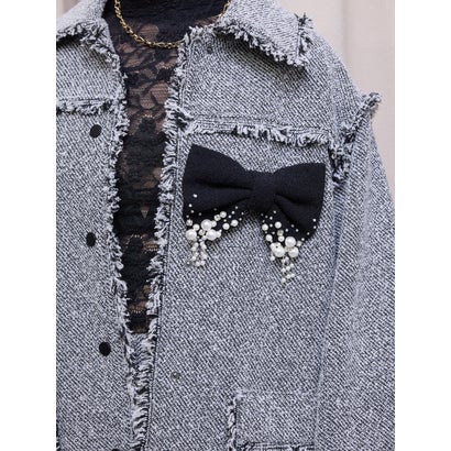 エイミーイストワール eimy istoire ビジュートリムツイードブローチ （BLACK）