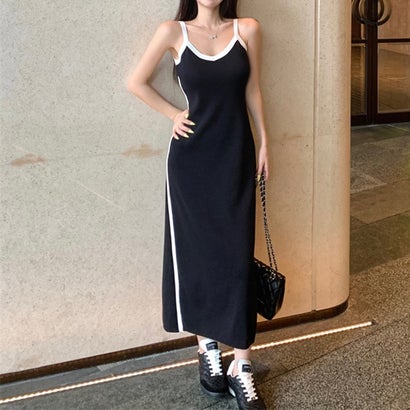 ゾエ ジェンコ Zoe Jenko バイカラーキャミソールワンピース 10374 （ブラック）