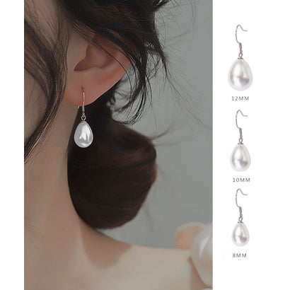 ショッピングゴー shoppinggo パールピアス フックピアス 揺れる ピアス 大ぶり レディース シンプル 卒園 卒業 シルバー 二次会 結婚式 （ホワイト）