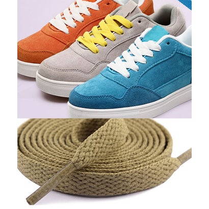 ショッピングゴー shoppinggo 靴紐 シューレース くつひも 靴ひも120cm カラー リボン レディース 2本セット(両足分) スニーカー 白 ピンク シューアクセ【返品不可商品】 （ベージュ）