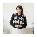 マリークワント MARY QUANT バイカラーデイジーポロ長袖2 プルオーバー (アーガイル)