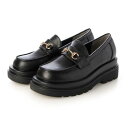 ファビーファビー FABBY FABBY. チャンキーヒールチェーンローファー (ブラック)