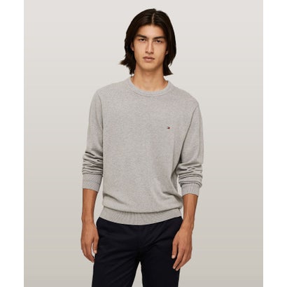 トミー ヒルフィガー TOMMY HILFIGER コットンシルクブレンドクルーネックニット (グレー) トミー ヒルフィガー TOMMY HILFIGER コットンシルクブレンドクルーネックニット (グレー)
