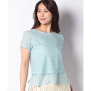 カールパークレーン KarLParkLane 綿レース×シフォン二重ブラウス (ブルー)