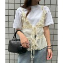 【SETUP7】チュールフリル キャミソール ビスチェ シアートップス ノースリーブ SCCH565 (アイボリー)