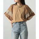 メゾンブリーズ MAISON BREEZE 【MAISON BREEZE reveur】トップス Tシャツ ティアード フリルスリーブ クルーネック 五分袖 プルオーバー trc (ベージュ)