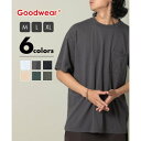 グッドウェア GOODWEAR USA COTTON ヘビーウェイト オーバーサイズ BIGポケットTEE 半袖 Tシャツ ビッグシルエット 胸ポケット 2W7ー3505 (チャコールグレー)