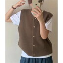メゾンブリーズ MAISON BREEZE 【MAISON BREEZE】トップス ベスト クルーネック くるみボタン ノースリーブ KNF037 (ブラウン)