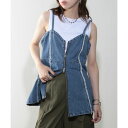 デニムフリンジキャミ ビスチェ キャミソール チュニック ダブルジップ トップス 224ー701ー7394 DTK 【MAISON BREEZE】(ブルー)