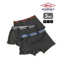 ボール BALL 【BALL】3Pセット ボクサーパンツ 下着 メンズ アンダーウェア ロゴ プレゼント ギフト BA3BB【返品不可商品】 (マルチ2)