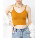 【SETUP7】バックオープン ブラトップ キャミソール カップ付 インナー レイヤード ノースリーブ KNF070 (イエロー)