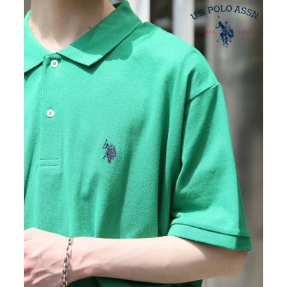 ユーエスポロアッスン U.S. POLO ASSN. ワンポイント ロゴ ポロシャツ 半袖 ゆったり ユニセックス ゴルフ カットソー 刺繍 通気性 (グリーン...
