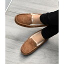 アグ UGG ANSLEY ウールボア スリッポン ローファー モカシン アンスレー 防寒 ファー 靴 ボア レザー スエード (ベージュ)