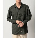 ディッキーズ Dickies さっと羽織れる◎ 【Dickies / ディッキーズ】SHIRTS LSFQ シャツ 羽織り 長袖 ワークシャツ ワンポイント カジュアルシャツ 無地 574 (ダークグリーン)