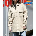 ディッキーズ Dickies さっと羽織れる◎ 【Dickies / ディッキーズ】SHIRTS LSFQ シャツ 羽織り 長袖 ワークシャツ ワンポイント カジュアルシャツ 無地 574 (ベージュ)