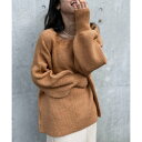 メゾンブリーズ MAISON BREEZE 【MAISON BREEZE】ハイスリット プルオーバー ニット トップス Vネック オーバーサイズ ぽわん袖 リブ...