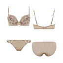 アモスタイル バイ トリンプ AMOSTYLE BY Triumph エントリーコレクション 3/4カップブラ ブラ(B~D)&ショーツセット(ロマンティック ブーケ)501 ブラウン【返品不可商品】 (ブラウン)