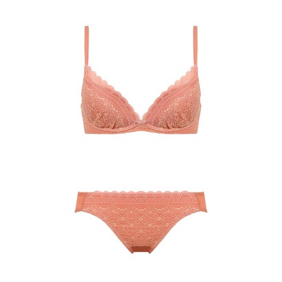 アモスタイル バイ トリンプ AMOSTYLE BY Triumph デイジーシャワー 夢みるブラ ノンワイヤー ブラ＆ショーツセット テラコッタ(E)【返品不可商品】 （テラコッタ）