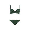 アモスタイル バイ トリンプ AMOSTYLE BY Triumph デイジーレース きゅっと寄せブラ 1150ー3 ブラ&ショーツセット グリーン(E~G)【返品不可商品】 (グリーン)