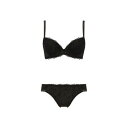 アモスタイル バイ トリンプ AMOSTYLE BY Triumph チャーミングラマー ブラ&ショーツセット ラインアートステッチ1410ー1 ブラック(E)【返品不可商品】 (グレー)