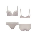 アモスタイル バイ トリンプ AMOSTYLE BY Triumph 夢みるブラ ライト ブラ&ショーツセット ライン フラワーズ 1381 グレー系 B~D【返品不可商品】 (グレー系)