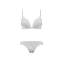アモスタイル バイ トリンプ AMOSTYLE BY Triumph DeepV ブラ&ショーツセット クラシカルレース1340ー2 グレイ C~D【返品不可商品】 (グレイ)
