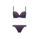 アモスタイル バイ トリンプ AMOSTYLE BY Triumph エントリーコレクション 背中すっきりブラ&ショーツセット ビーラブドフラワー 283 パープル(E)【返品不可商品】 (パープル)