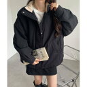 アンドミー andme スタンドカラー ボリューム 中綿 ジャケット ブルゾン (ブラック)