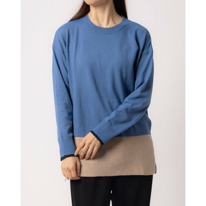 アンナニコラ Anna Nicola 配色ニットチュニック (サックスブルー)