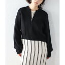 ボンジュールサガン BONJOUR SAGAN フロントリブニットジップカーディガン (BLACK)