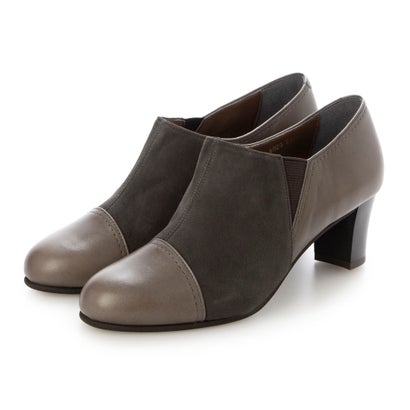 【本革 / 日本製】 バークレー BARCLAY 太ヒール トラッドスタイル スエードコンビブーティパンプス （DGY）