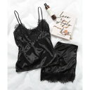 セットアップセブン SETUP7 【SETUP7】レースキャミソールショートパンツセット SCCH (ブラック)