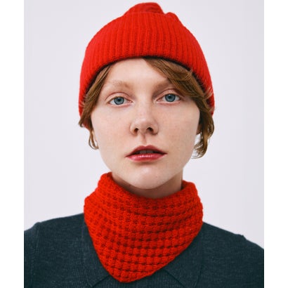 エレガンセーゼ elegancese 【elegancese】wool Cashmere waffle scarf (レッド)
