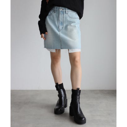 ボンジュールサガン BONJOUR SAGAN heart rivet denim miniーskirt / ハートリベットデニムミニスカート （LIGHT-BLUE）
