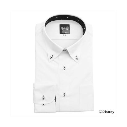 トーキョーシャツ TOKYO SHIRTS 【ディズニー】 ボタンダウン 形態安定ニットシャツ ストライプドビー 大きいサイズ (ホワイト)